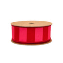 1 1/2" Wired Dupioni Ribbon | Red/Pink Wide Horizontal Stripe | 10 Yard Roll