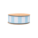 1 1/2" Wired Ribbon | Light Blue Horizontal Stripe w/ Blue Backing| 10 Yard Roll