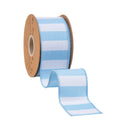 2 1/2" Wired Ribbon | Light Blue Horizontal Stripe w/ Blue Backing| 10 Yard Roll