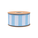 2 1/2" Wired Ribbon | Light Blue Horizontal Stripe w/ Blue Backing| 10 Yard Roll