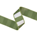 1 1/2" Wired Ribbon | Green Horizontal Stripe w/ Green Backing| 10 Yard Roll