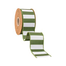 2 1/2" Wired Ribbon | Green Horizontal Stripe w/ Green Backing| 10 Yard Roll