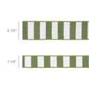 1 1/2" Wired Ribbon | Green Horizontal Stripe w/ Green Backing| 10 Yard Roll