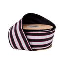 2 1/2" Wired Dupioni Ribbon | Pink/White/Black Stripe w/ Black Backing | 10 Yard Roll