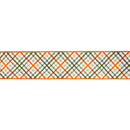 4" Wired Dupioni Ribbon | Garden Bias Plaid w/ Orange Backing | 10 Yard Roll