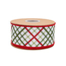 2 1/2" Wired Dupioni Ribbon | Garden Bias Plaid w/ Red Backing | 10 Yard Roll