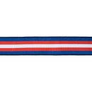 2 1/2" Wired Dupioni Ribbon | Red/White/Blue Center Stripe w/ Blue Backing | 10 Yard Roll