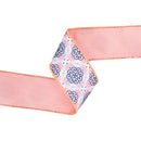 2 1/2" Wired Dupioni Ribbon | Black Medallion on Pink w/ Pink Backing | 10 Yard Roll