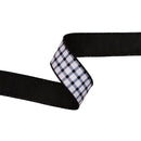 1 1/2" Wired Dupioni Ribbon | Black Grid on White w/Black Backing | 10 Yard Roll