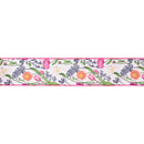 4" Wired Dupioni Ribbon | Floral Stems w/ Pink Backing | 10 Yard Roll