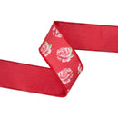 2 1/2" Wired Dupioni Ribbon | Pink Rose Bloom on Red w/ Red Backing | 10 Yard Roll