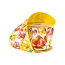 4" Wired Dupioni Ribbon | Tulips on White w/ Yellow Backing | 10 Yard Roll