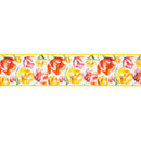 4" Wired Dupioni Ribbon | Tulips on White w/ Yellow Backing | 10 Yard Roll