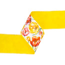 4" Wired Dupioni Ribbon | Tulips on White w/ Yellow Backing | 10 Yard Roll