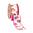 2 1/2" Wired Dupioni Ribbon | Candy Hearts w/ Pink Backing | 10 Yard Roll