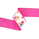 2 1/2" Wired Dupioni Ribbon | Candy Hearts w/ Pink Backing | 10 Yard Roll