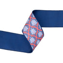 4" Wired Dupioni Ribbon | Red/White/Blue Flame w/ Blue Backing | 10 Yard Roll