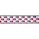 2 1/2" Wired Dupioni Ribbon | Red/White/Blue Floral w/ Blue Backing | 10 Yard Roll