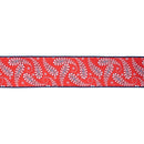 4" Wired Dupioni Ribbon | White Paisley on Red w/ Blue Backing | 10 Yard Roll