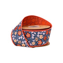 2 1/2" Wired Wired Ribbon | Ditzy Floral on Blue w/ Orange Backing | 10 Yard Roll