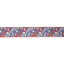 2 1/2" Wired Wired Ribbon | Ditzy Floral on Blue w/ Orange Backing | 10 Yard Roll