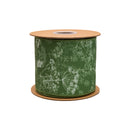 4" Wired Dupioni Ribbon | Herbs on Green w/ White Backing | 10 Yard Roll