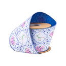 4" Wired Dupioni Ribbon | Bows and Floral Diamonds w/ Blue Backing | 10 Yard Roll