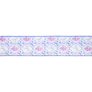 4" Wired Dupioni Ribbon | Bows and Floral Diamonds w/ Blue Backing | 10 Yard Roll