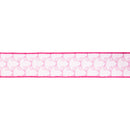 2 1/2" Wired Dupioni Ribbon | Pink Bows on White w/ Pink Backing | 10 Yard Roll