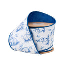 4" Wired Dupioni Ribbon | Blue Bunny Toile w/Blue Backing | 10 Yard Roll