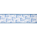 4" Wired Dupioni Ribbon | Blue Bunny Toile w/Blue Backing | 10 Yard Roll