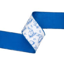 4" Wired Dupioni Ribbon | Blue Bunny Toile w/Blue Backing | 10 Yard Roll