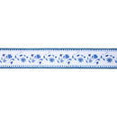 2 1/2" Wired Dupioni Ribbon | Blue Floral Vine on White w/ Blue Backing | 10 Yard Roll
