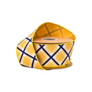 2 1/2" Wired Dupioni Ribbon | Blue/White/Yellow Bias Plaid w/ Yellow Backing | 10 Yard Roll