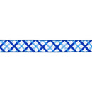 1 1/2" Wired Dupioni Ribbon | Blue and White Decorative Stripe w/ Blue Backing | 10 Yard Roll