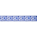 2 1/2" Wired Dupioni Ribbon | Blue and China Floral w/ Blue Backing | 10 Yard Roll