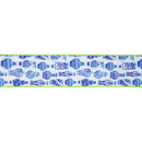 4" Wired Dupioni Ribbon | Blue and White China Pots w/ Lime Green Backing | 10 Yard Roll