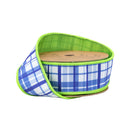 1 1/2" Wired Dupioni Ribbon | Blue and White Plaid w/ Lime Green Backing | 10 Yard Roll