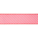 4" Wired Dupioni Ribbon | Red/White Varied Diagonal Stripe | 10 Yard Roll