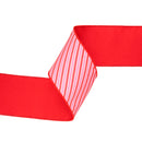 4" Wired Dupioni Ribbon | Red/White Varied Diagonal Stripe | 10 Yard Roll
