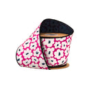 4" Wired Dupioni Ribbon | Black/White Floral on Pink w/ Black Backing | 10 Yard Roll
