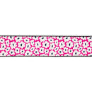 4" Wired Dupioni Ribbon | Black/White Floral on Pink w/ Black Backing | 10 Yard Roll