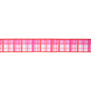 2 1/2" Wired Dupioni Ribbon | Red and Pink Plaid w/ Red Backing | 10 Yard Roll