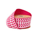 2 1/2" Wired Dupioni Ribbon | Pink Petals on White w/ Pink Backing | 10 Yard Roll