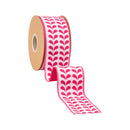 2 1/2" Wired Dupioni Ribbon | Pink Petals on White w/ Pink Backing | 10 Yard Roll