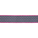 2 1/2" Wired Dupioni Ribbon | Black/White Greek Key Pattern w/ Pink Backing | 10 Yard Roll
