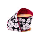 4" Wired Dupioni Ribbon | Black/White Floral w/ Pink Backing | 10 Yard Roll