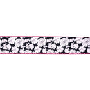 4" Wired Dupioni Ribbon | Black/White Floral w/ Pink Backing | 10 Yard Roll