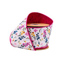 4" Wired Dupioni Ribbon | Small Floral w/ Pink Backing | 10 Yard Roll