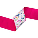4" Wired Dupioni Ribbon | Small Floral w/ Pink Backing | 10 Yard Roll
